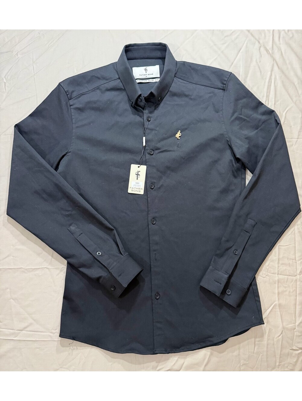 Father Sons Mens M Black Stretch Slim Fit Button Down Shirt NWT FS1040